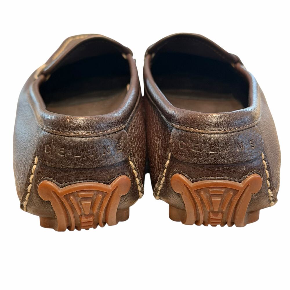 Celine Dark Brown Pebbled Leather Loafers Womens 40 / US 10 AS IS - Picture 9 of 13